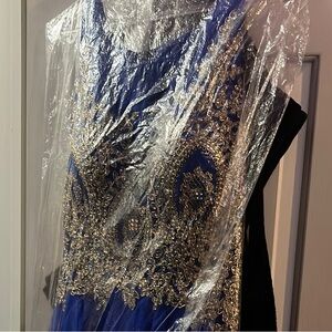 Blue and Gold Embellished Dress